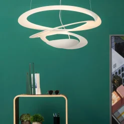 Witte design hanglamp Pirce, 67x69 cm