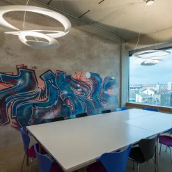 Witte design hanglamp Pirce, 67x69 cm