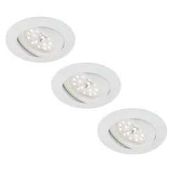Witte LED inbouwspot in een set van 3 - draaibaar.