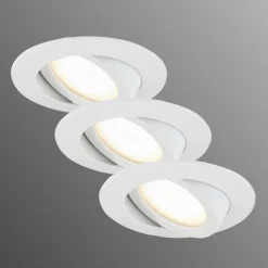 Witte LED inbouwspot in een set van 3 - draaibaar.