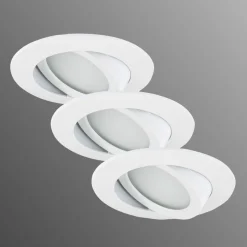 Witte LED inbouwspot in een set van 3 - draaibaar.