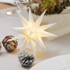 Witte, 18-puntige ster 12 cm