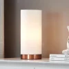 Witte tafellamp Ronja met koperkleurige voet