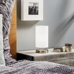 Witte textielen tafellamp Clarie