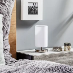 Witte textielen tafellamp Clarie