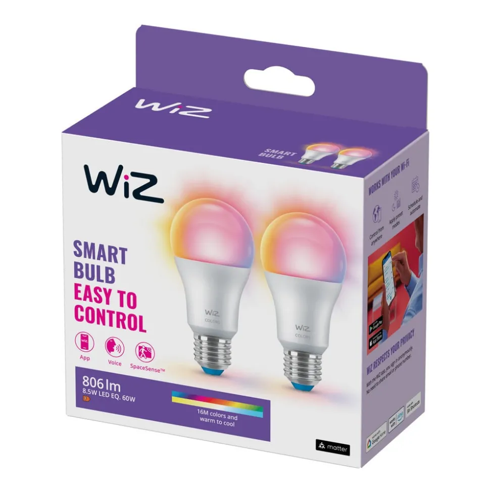 WiZ A60 LED lamp mat WiFi E27 8,5W RGBW set van 2