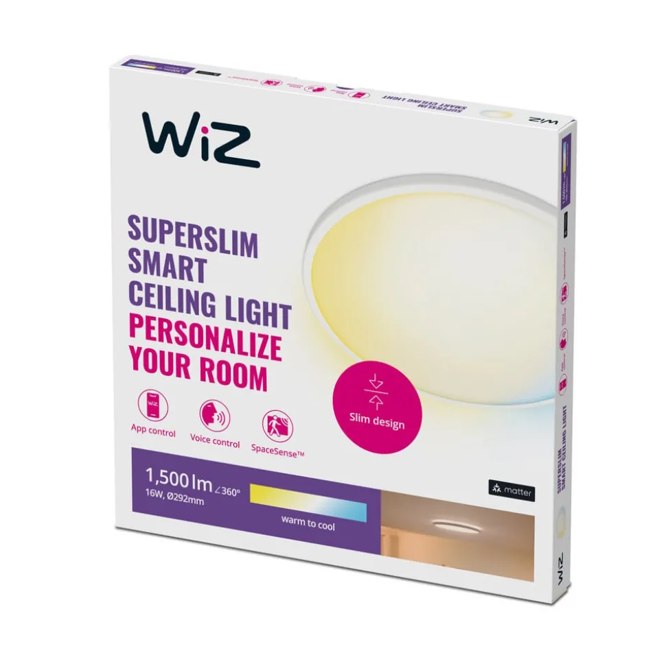 WiZ SuperSlim LED plafondlamp CCT Ø29cm wit