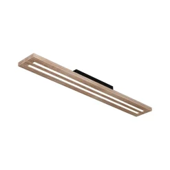 Woody LED plafondlamp, lengte 80 cm, eiken/zwart, 3.000 K