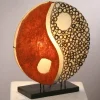 Ying Yang tafellamp op houten voet 33 cm