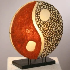 Ying Yang tafellamp op houten voet 33 cm