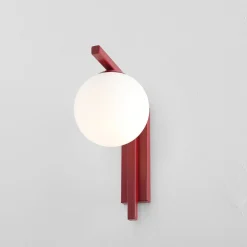 Zac wandlamp, opaal/wijnrood, 1-lamp