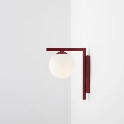 Zac wandlamp, opaal/wijnrood, 1-lamp