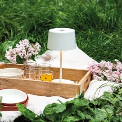 Zafferano Olivia mini 3K tafellamp wit, oplaadbaar