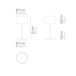 Zafferano Olivia mini 3K tafellamp wit, oplaadbaar