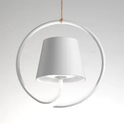 Zafferano Poldina hanglamp met oplaadbare batterij, wit