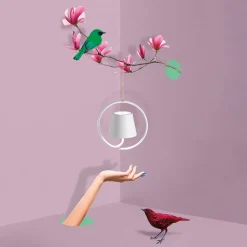 Zafferano Poldina hanglamp met oplaadbare batterij, wit