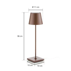 Zafferano Poldina LED tafellamp oplaadbare batterij, mat, bruin