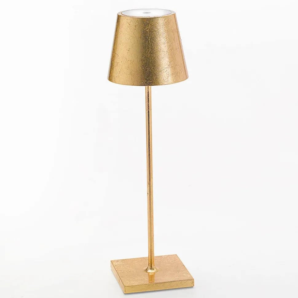 Zafferano Poldina LED tafellamp batterij decor goud