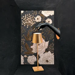 Zafferano Poldina LED tafellamp batterij decor goud