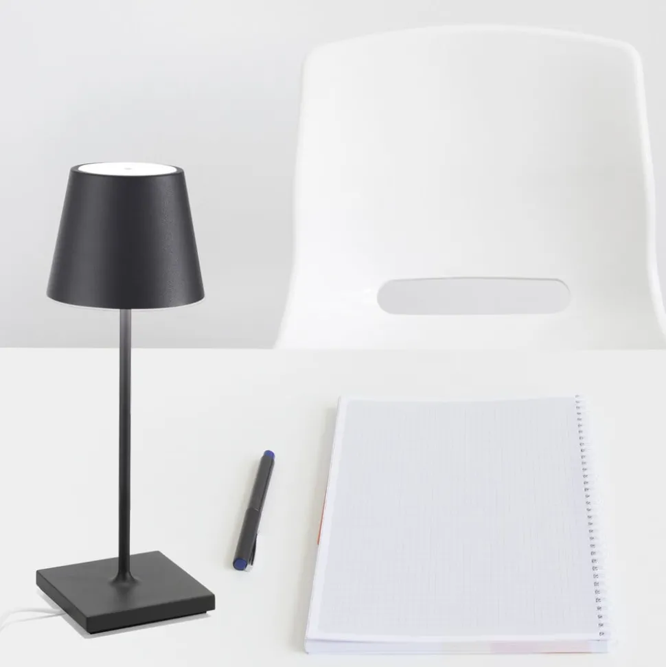 Zafferano Poldina mini accu-tafellamp IP65 grijs