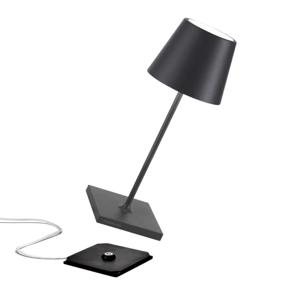 Zafferano Poldina mini accu-tafellamp IP65 grijs