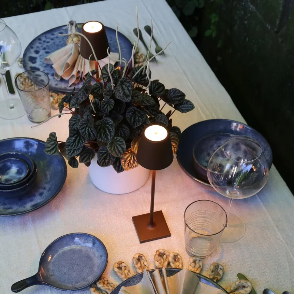 Zafferano Poldina oplaadbare micro lamp IP65 corten