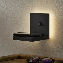 Zanzibar LED wandlamp met oplaadstation, zwart