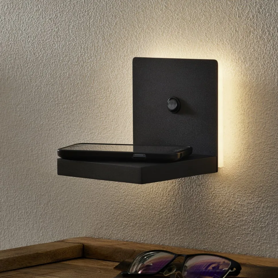 Zanzibar LED wandlamp met oplaadstation, zwart