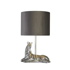 Zebra tafellamp, zwart/zilver, kunsthars, 26 cm, E27
