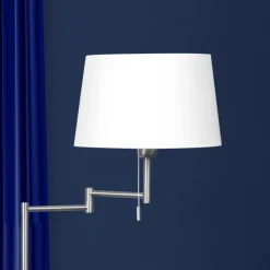 Zilveren MEANDER vloerlamp met stoffen kap