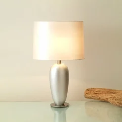 Zilveren tafellamp LAMBDA hoogte 65 cm
