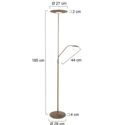 Zodiac LED uplighter met LED leeslampje, brons