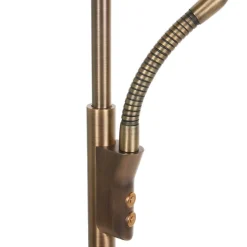 Zodiac LED uplighter met LED leeslampje, brons