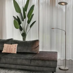 Zodiac LED uplighter met LED leeslampje, staal