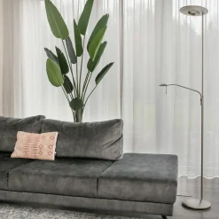 Zodiac LED uplighter met LED leeslampje, staal