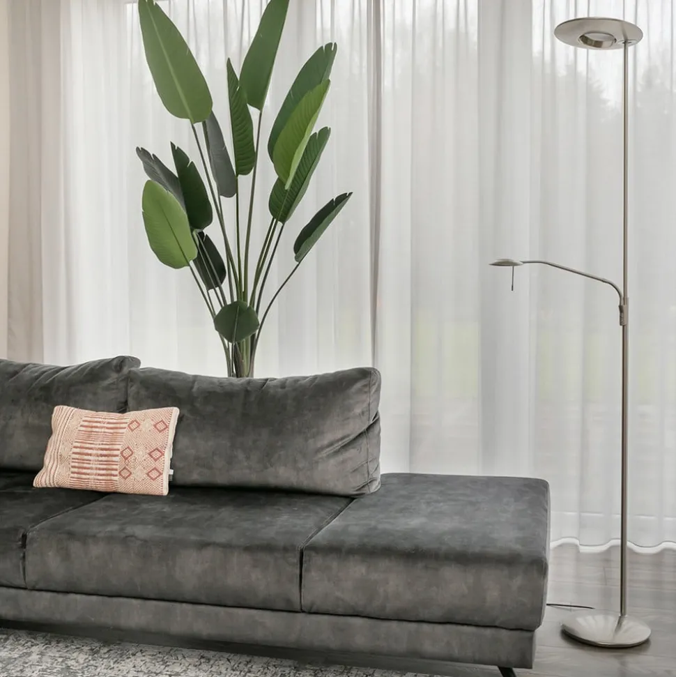 Zodiac LED uplighter met LED leeslampje, staal