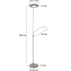 Zodiac LED uplighter met LED leeslampje, staal