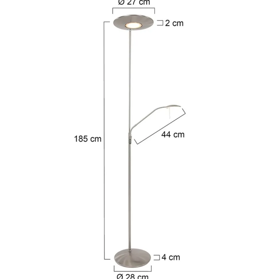 Zodiac LED uplighter met LED leeslampje, staal