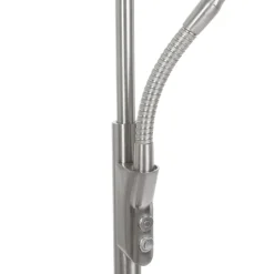 Zodiac LED uplighter met LED leeslampje, staal