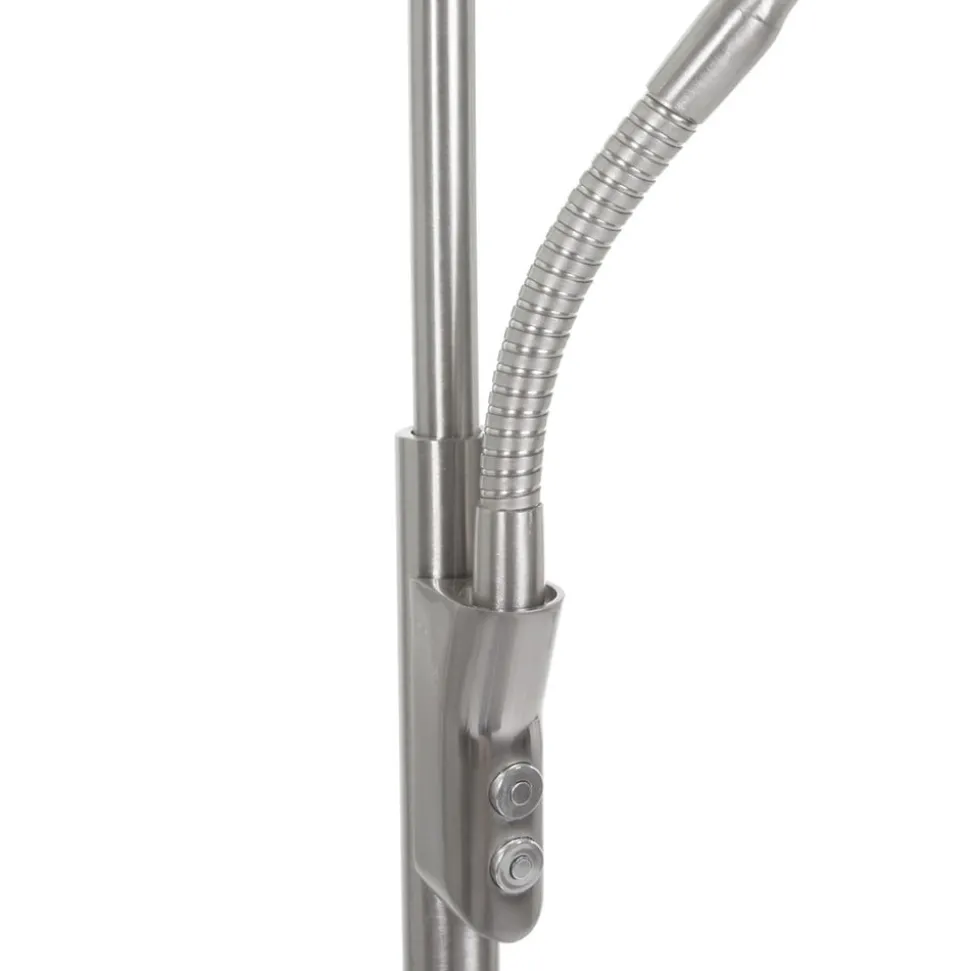 Zodiac LED uplighter met LED leeslampje, staal