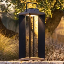 Zonnelantaarn Teckalu, aluminium zwart, 65,5cm