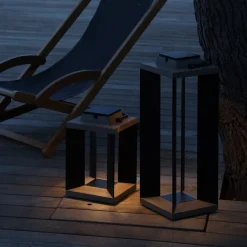 Zonnelantaarn Teckalu, aluminium zwart, 65,5cm