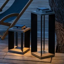 Zonnelantaarn Teckalu, aluminium zwart, 65,5cm