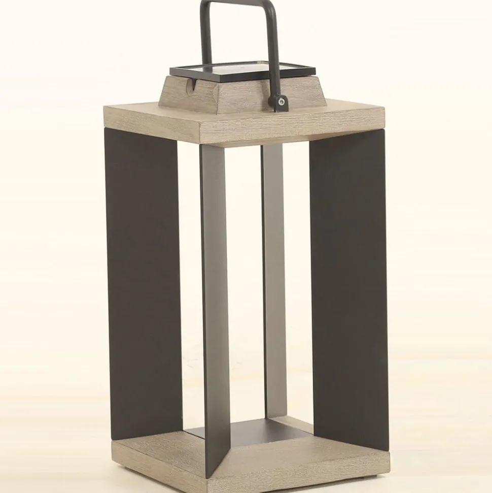 Zonnelantaarn Teckalu, aluminium zwart, 45,5cm