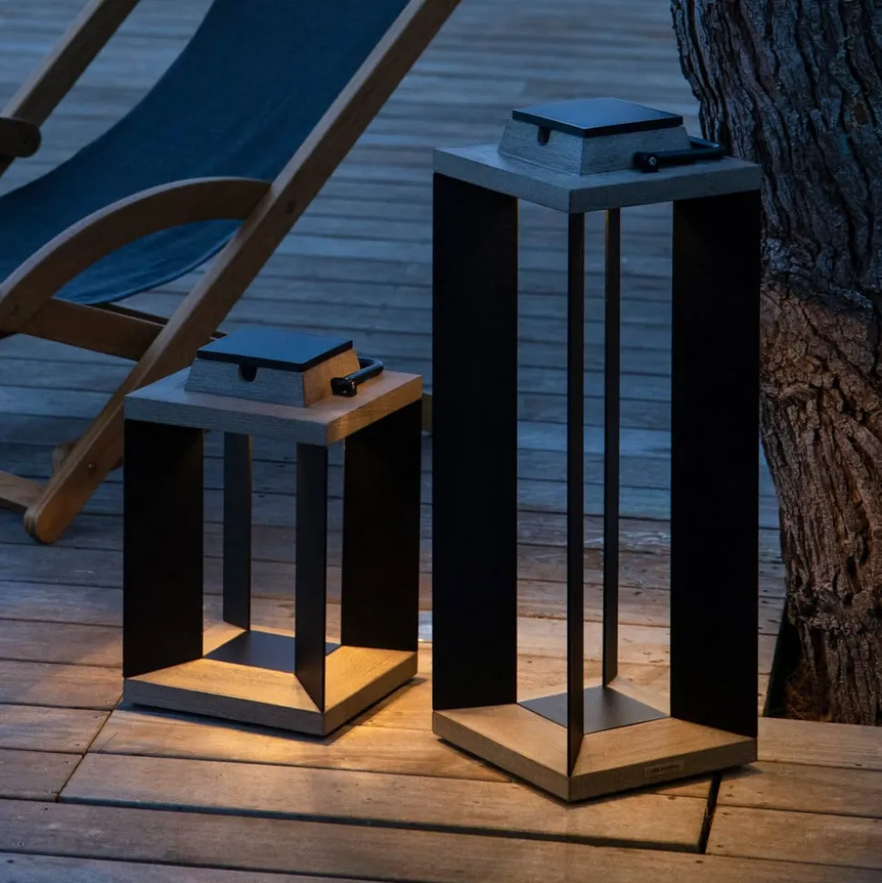 Zonnelantaarn Teckalu, aluminium zwart, 45,5cm