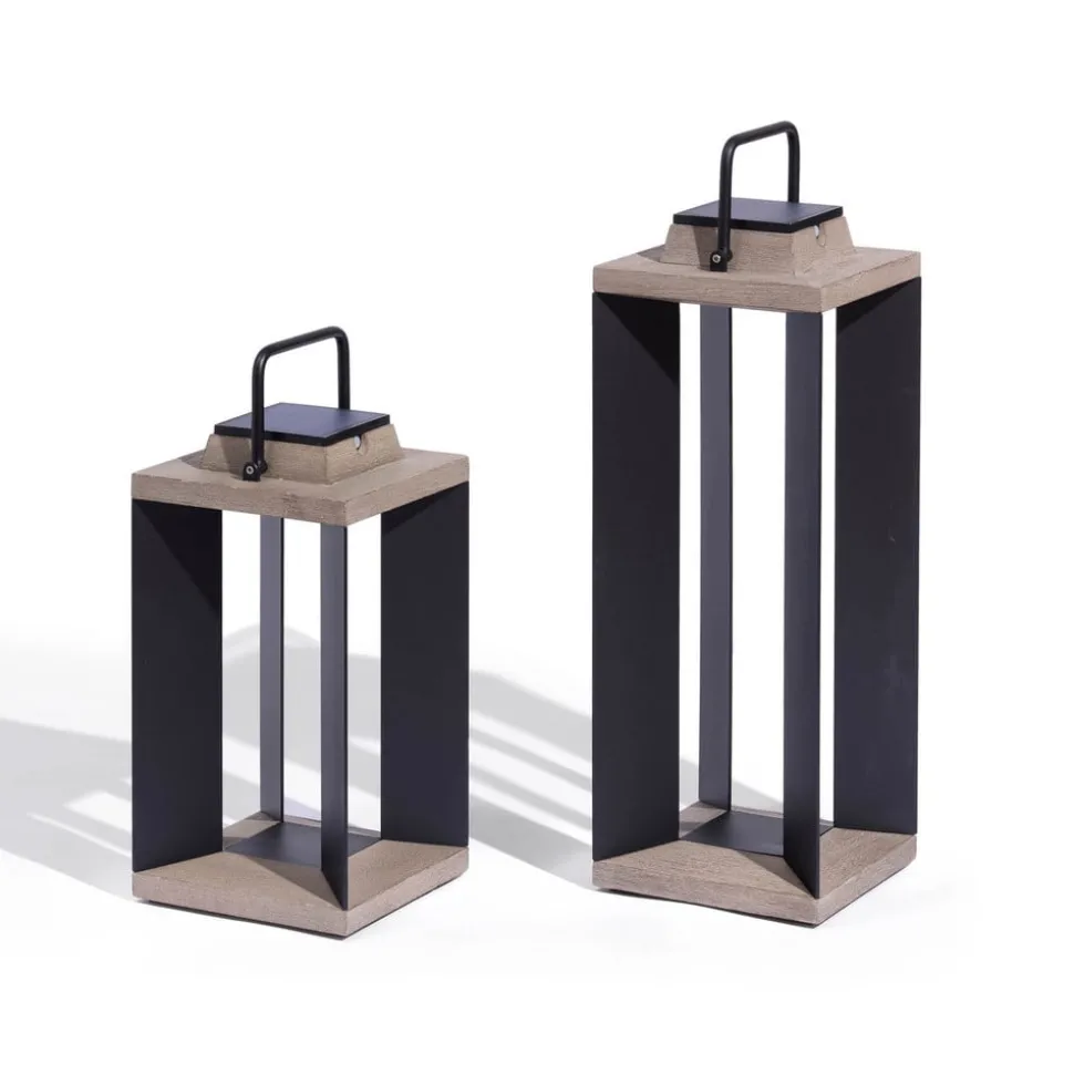 Zonnelantaarn Teckalu, aluminium zwart, 45,5cm