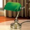 Zora - bankier tafellamp met groene glazen kap
