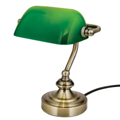 Zora - bankier tafellamp met groene glazen kap