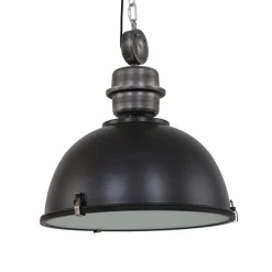 Zwarte industriële hanglamp Bikkel L02