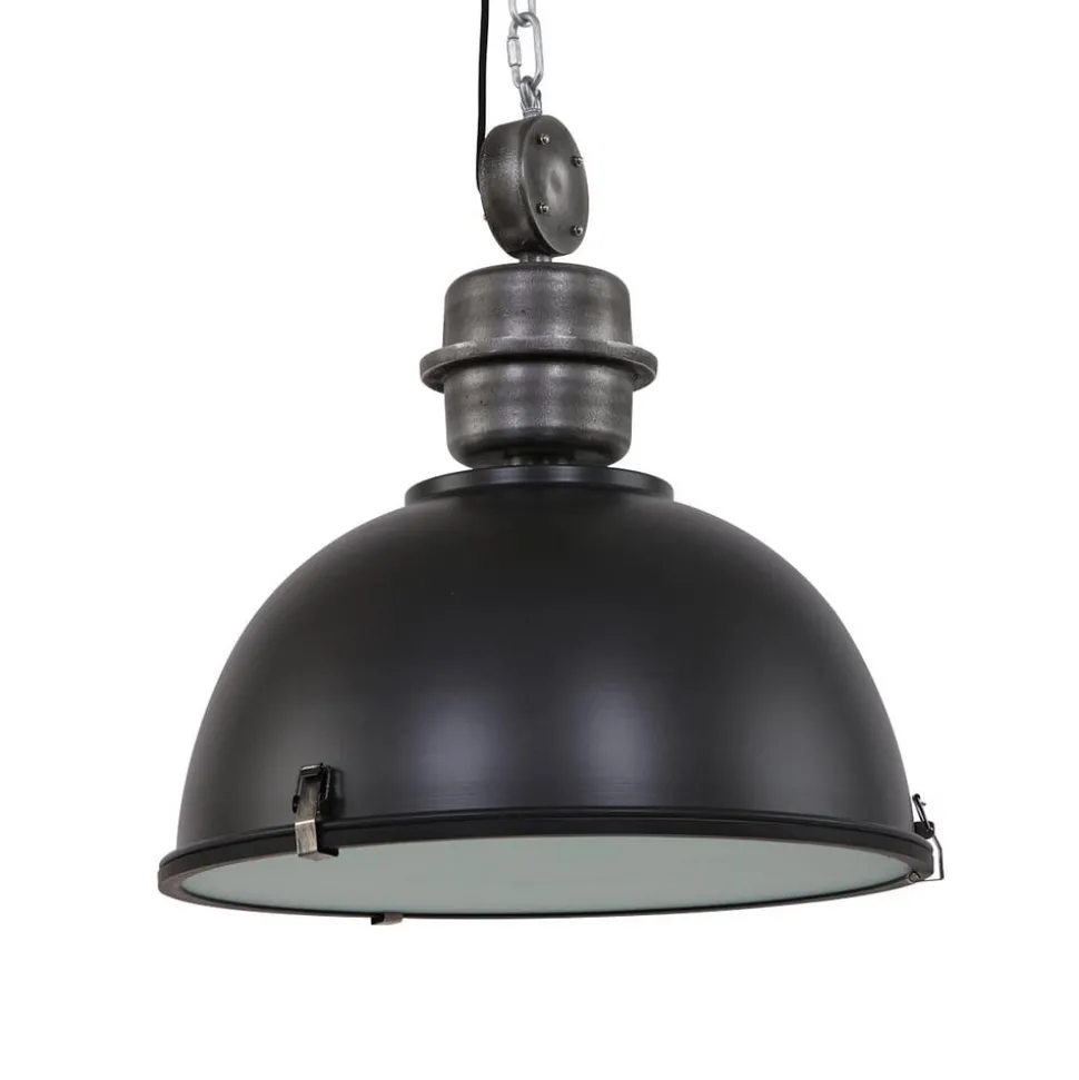 Zwarte industriële hanglamp Bikkel L02